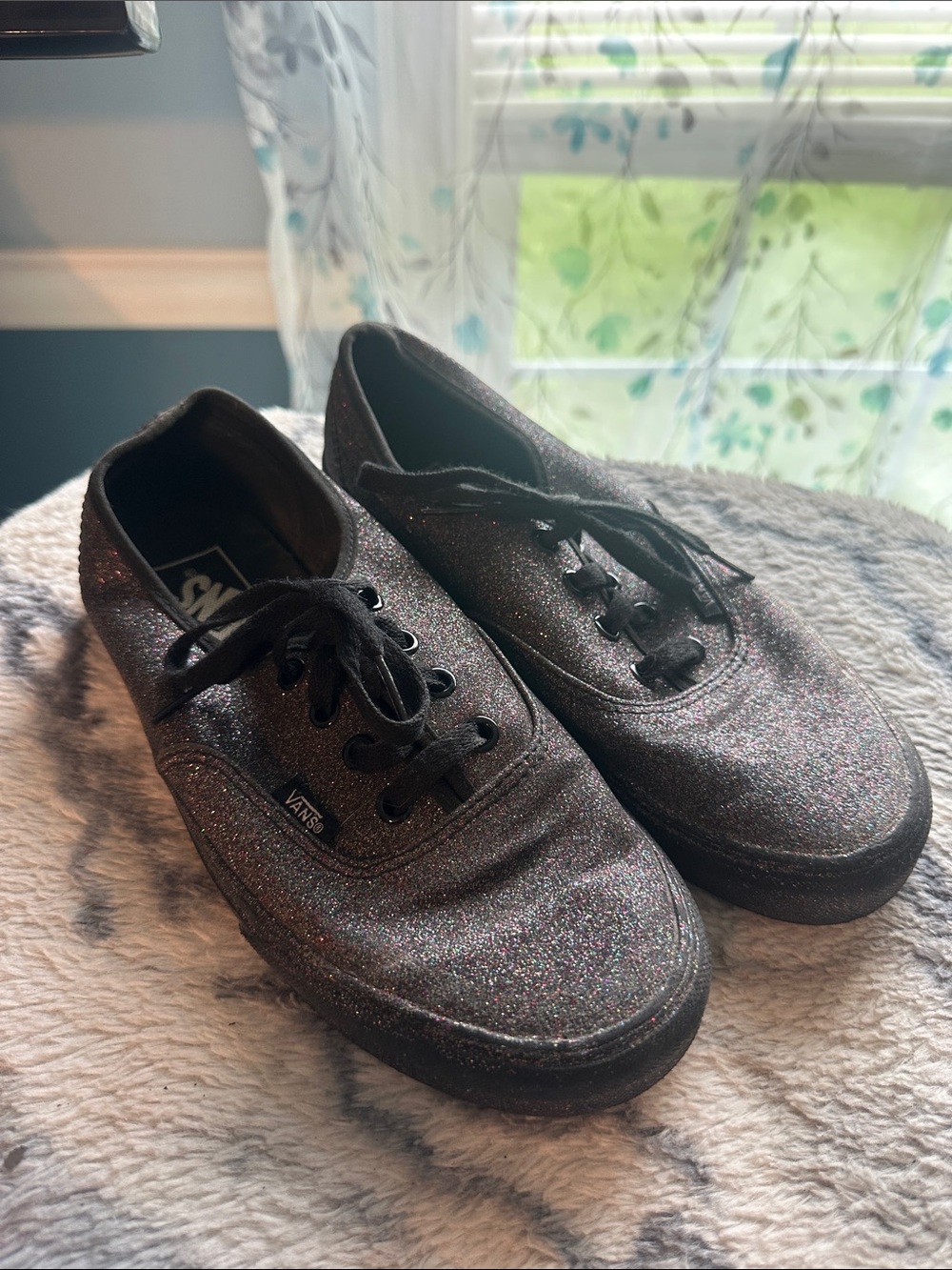 Vans Kids' Black Glitter Sneakers
